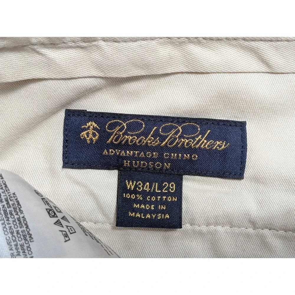 Brooks Brothers Men's 34x29 Advantage Chino Pants Khaki 100% Cotton Office Dress